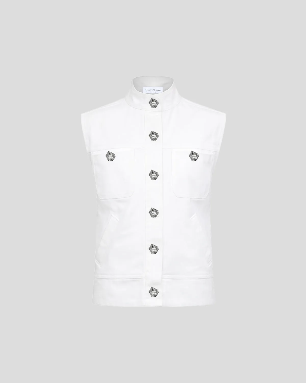 Violante Nessi Fia gilet bianco denim organico