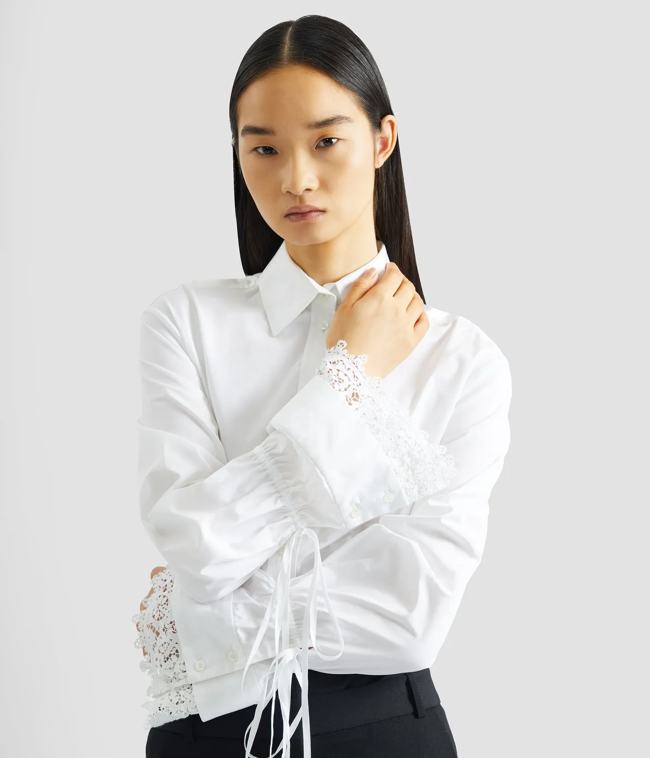 Erdem Cotton Poplin camicia bianca pizzo