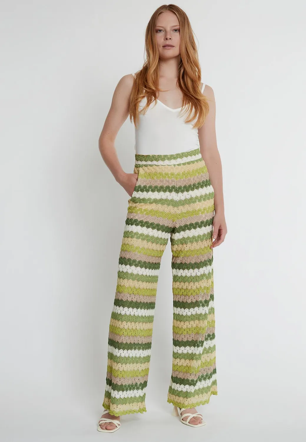 Ana Alcazar Kolja pantaloni maglia traforata tasche