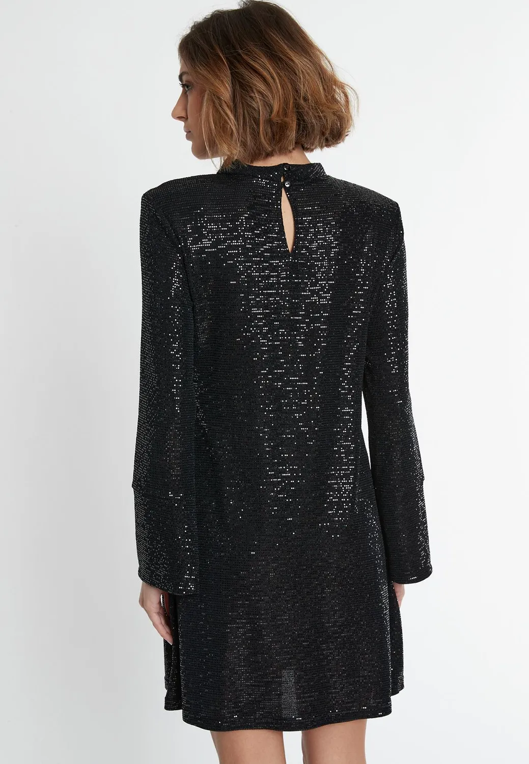 Ana Alcazar Sagala abito paillettes nero corto