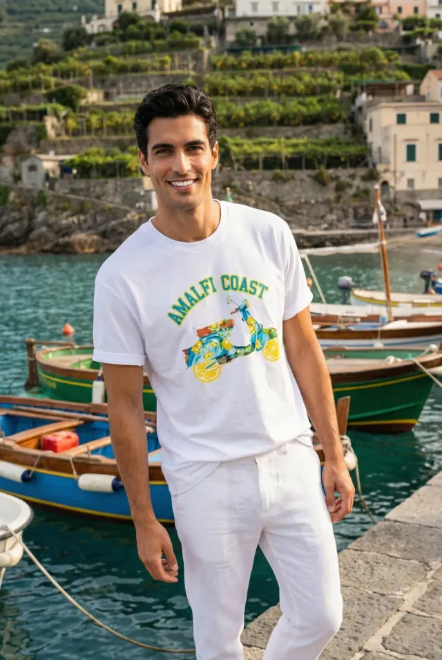 Antica Sartoria Agrumi FM012 t-shirt bianca cotone unisex
