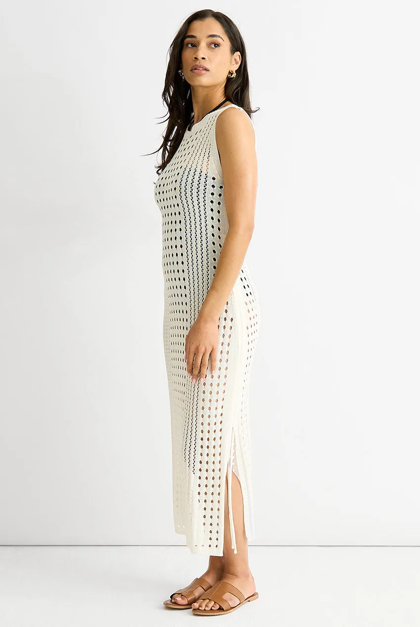 Gini London abito midi crochet bianco bodycon aderente