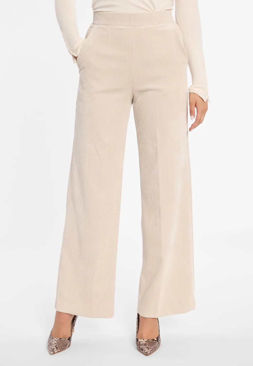 Ana Alcazar Adimy pantaloni velluto panna palazzo