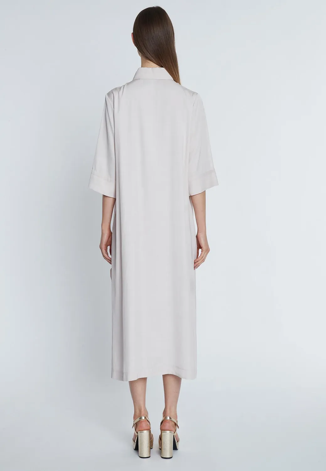 Ana Alcazar Rakosa abito camicia midi beige viscosa
