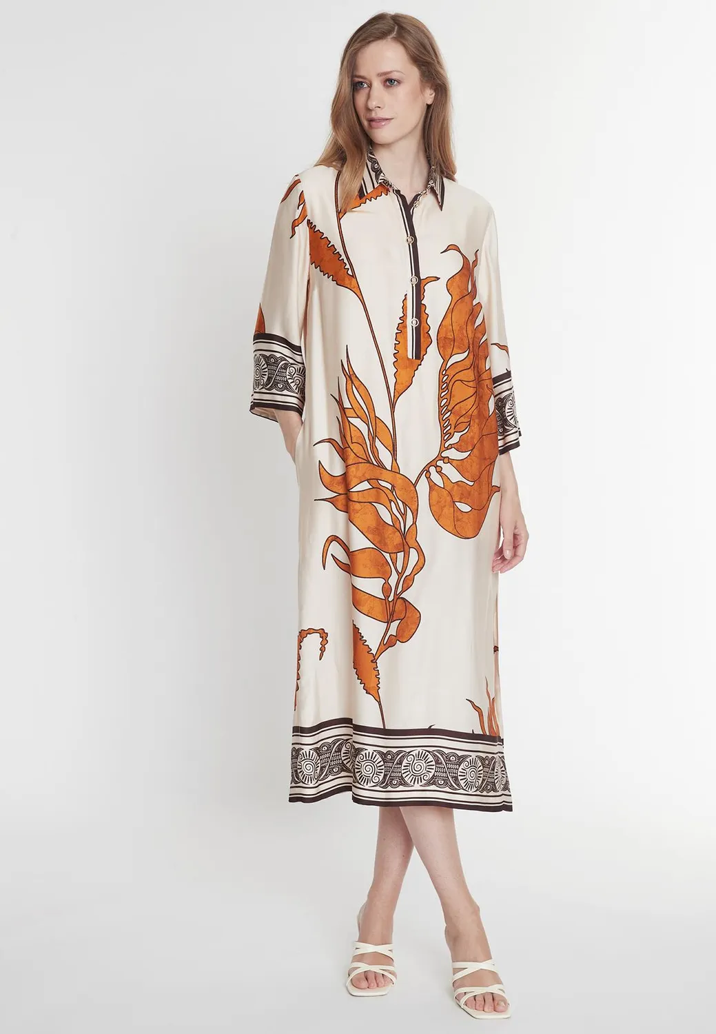 Ana Alcazar Shirt Dress Palola vestito chemisier satin