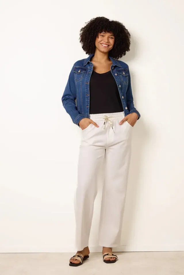 Blue Vanilla Elasticated Tie pantaloni avorio coulisse S-XL