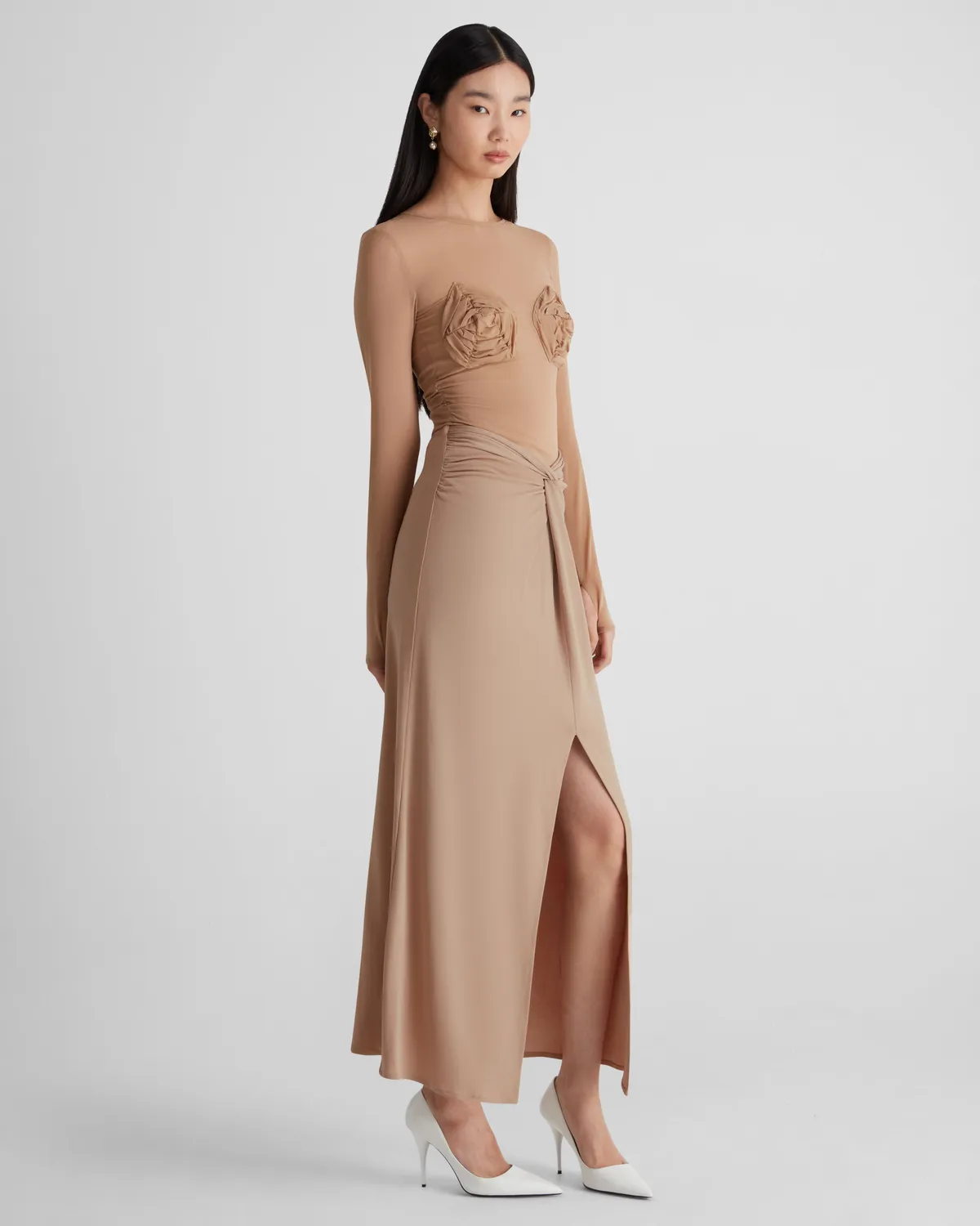 Violante Nessi Doria top beige georgette seta