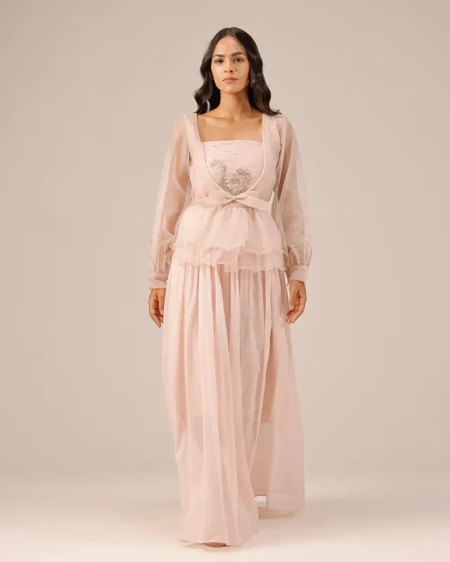 Our Dve Flora giacca e abito organza rosa
