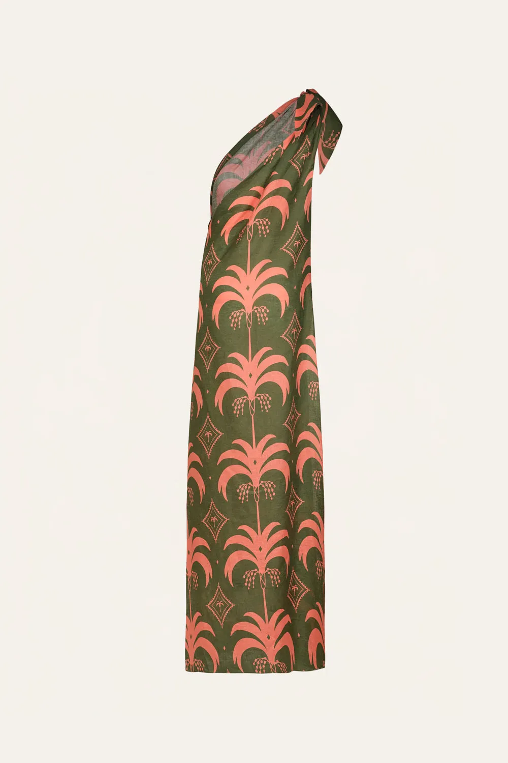 Johanna Ortiz Seaweed abito lino verde pesca con pareo