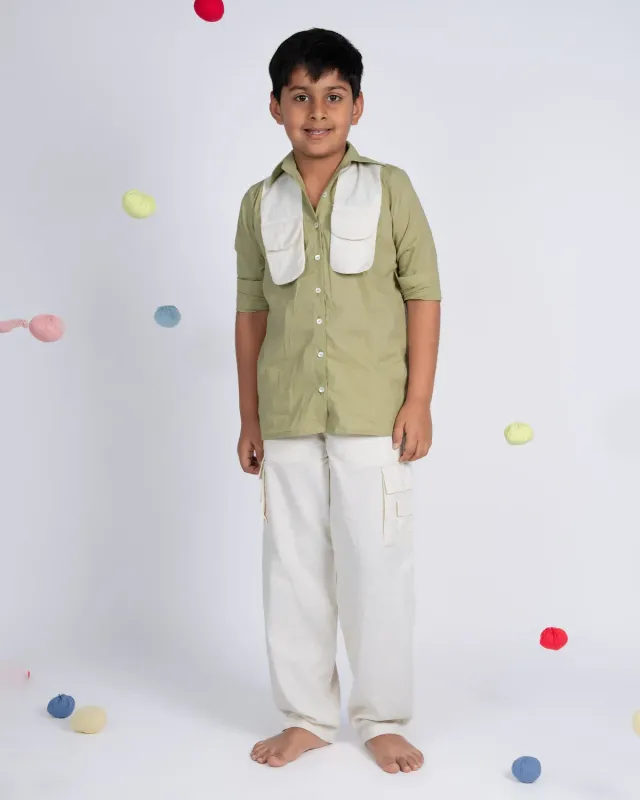 Our Dve Classic Charm camicia bambino verde beige 1-12 anni