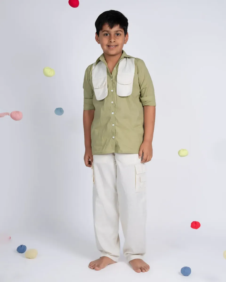 Our Dve Classic Charm camicia bambino verde beige 1-12 anni