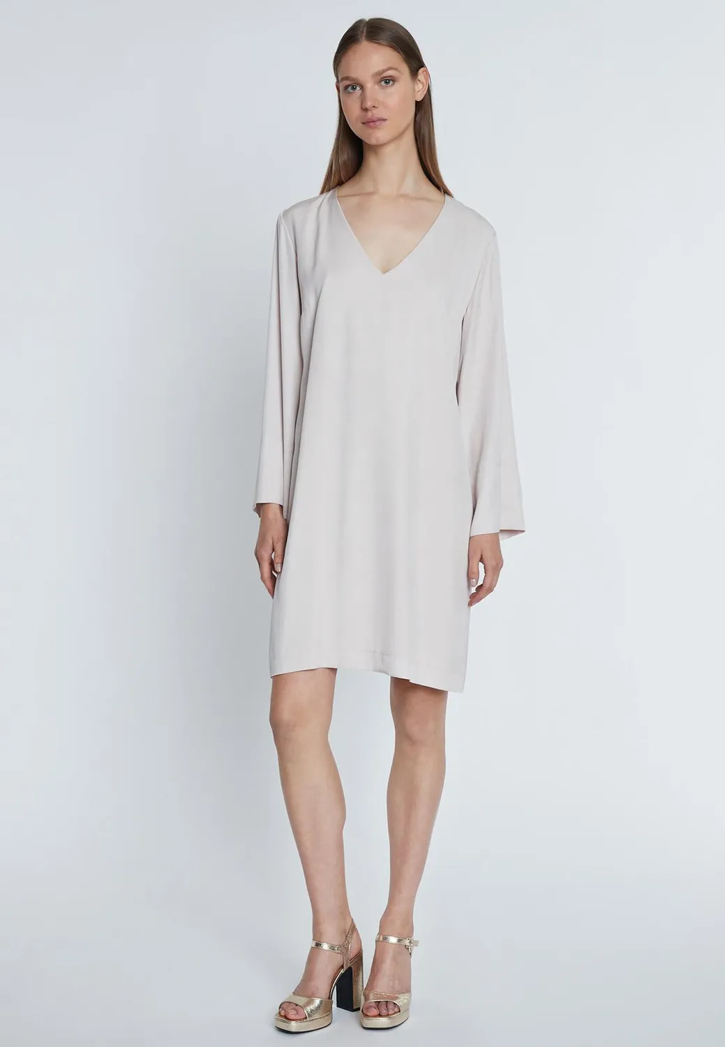 Ana Alcazar Raki abito tunica beige manica lunga
