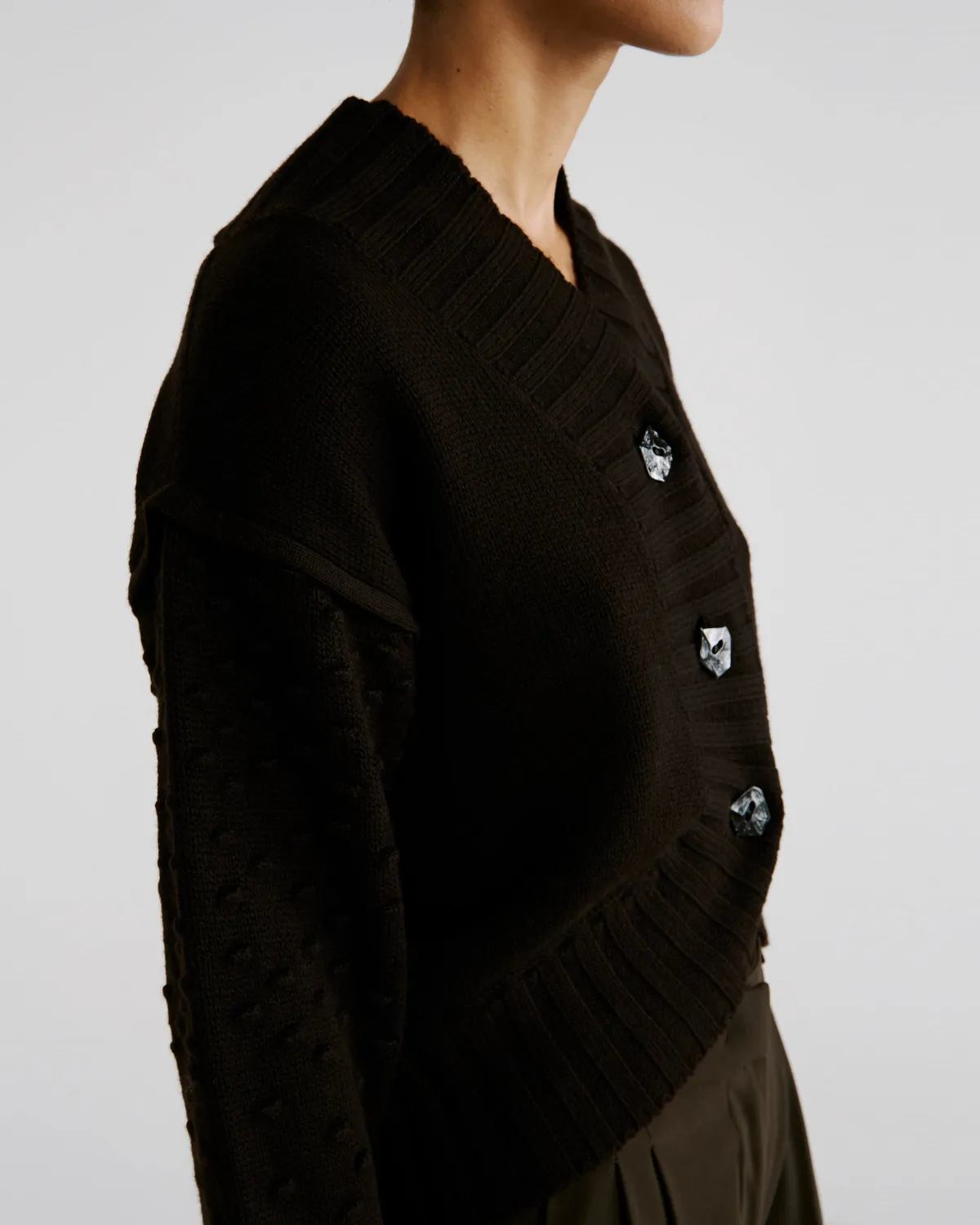 Violante Nessi Scanavino cardigan marrone lana merino