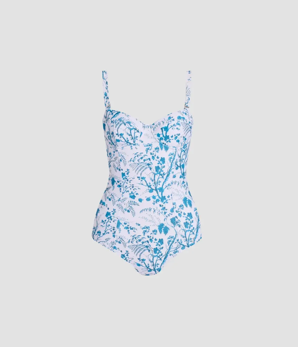 Erdem Costume Intero Stampa Botanica Blu