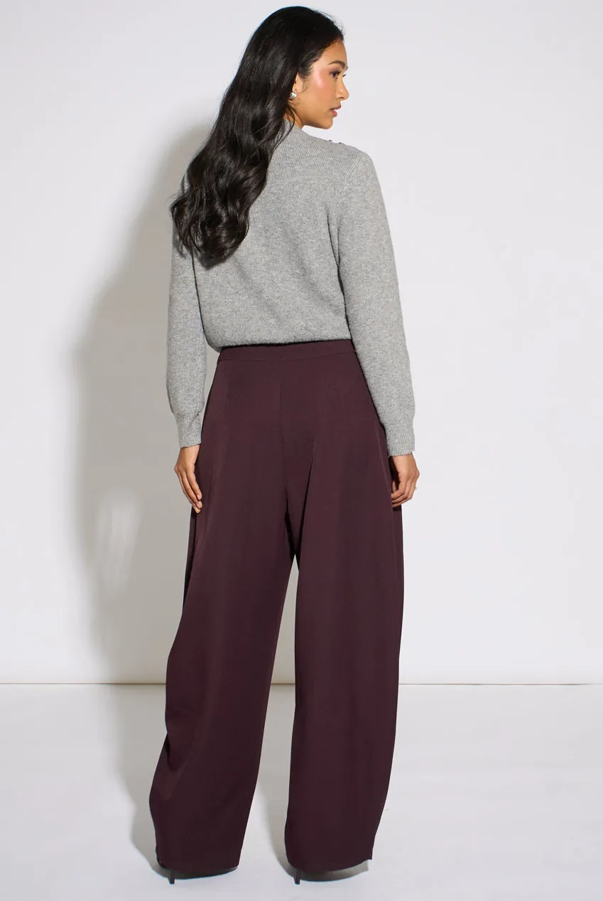 Gini London Barrel Pantaloni viola pieghe fibbia
