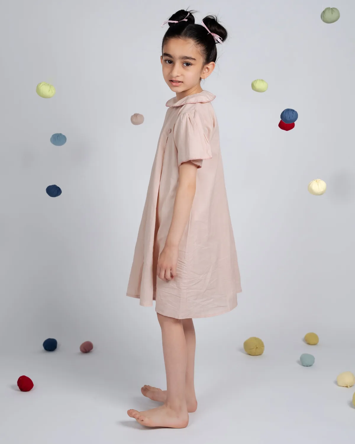 Our Dve Coco abito bambina cotone rosa flamingo