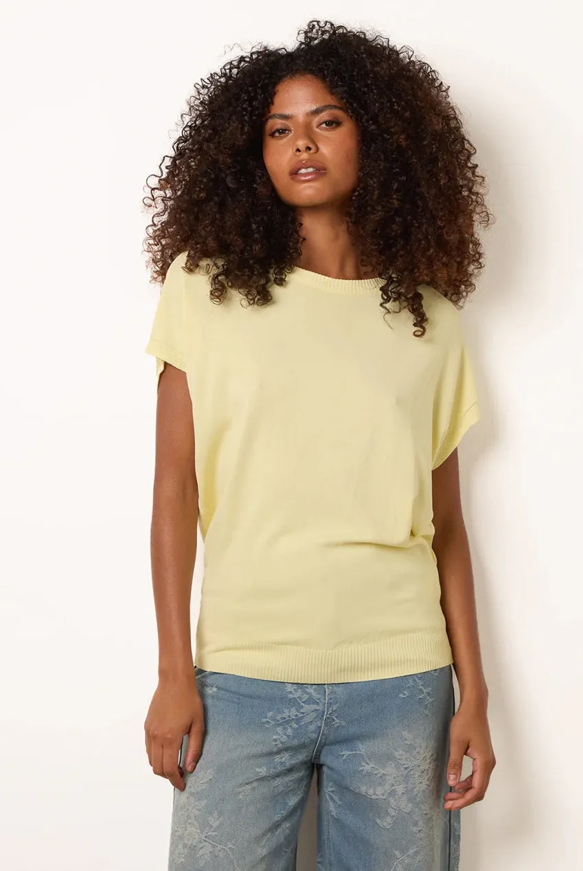 Blue Vanilla top maniche corte giallo limone S/M texture