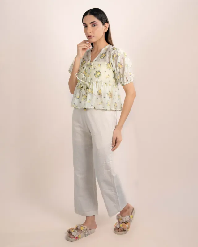 Our Dve Noe Top top organza giallo limone 2 pezzi
