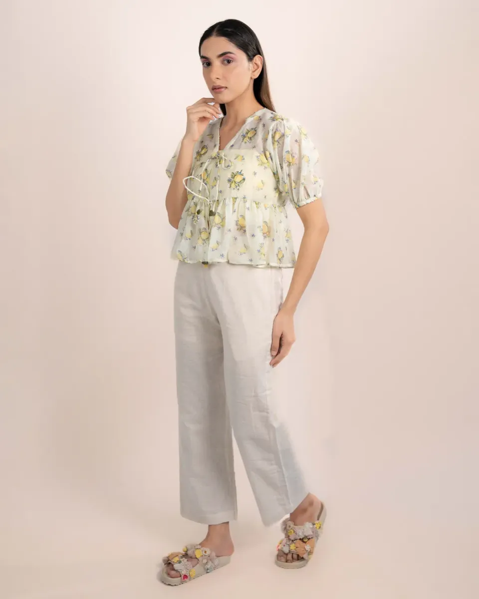 Our Dve Noe Top top organza giallo limone 2 pezzi