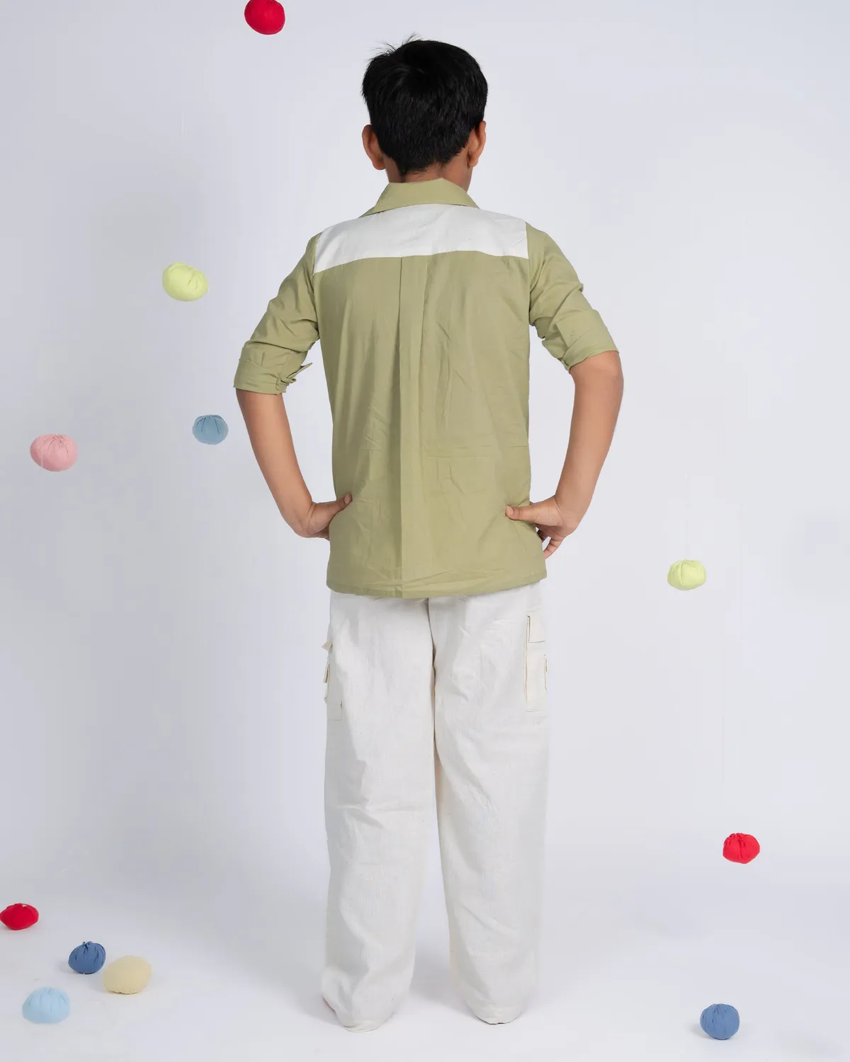 Our Dve Classic Charm completo bambino verde beige cotone