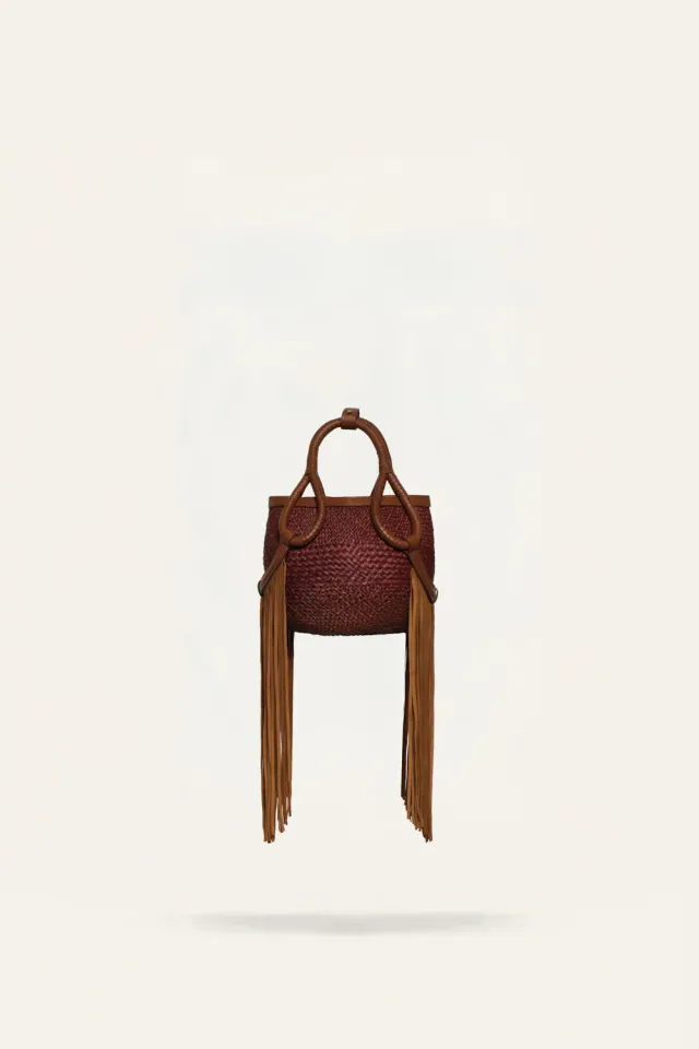 Johanna Ortiz Soul Of The River borsa tote mini paglia vino