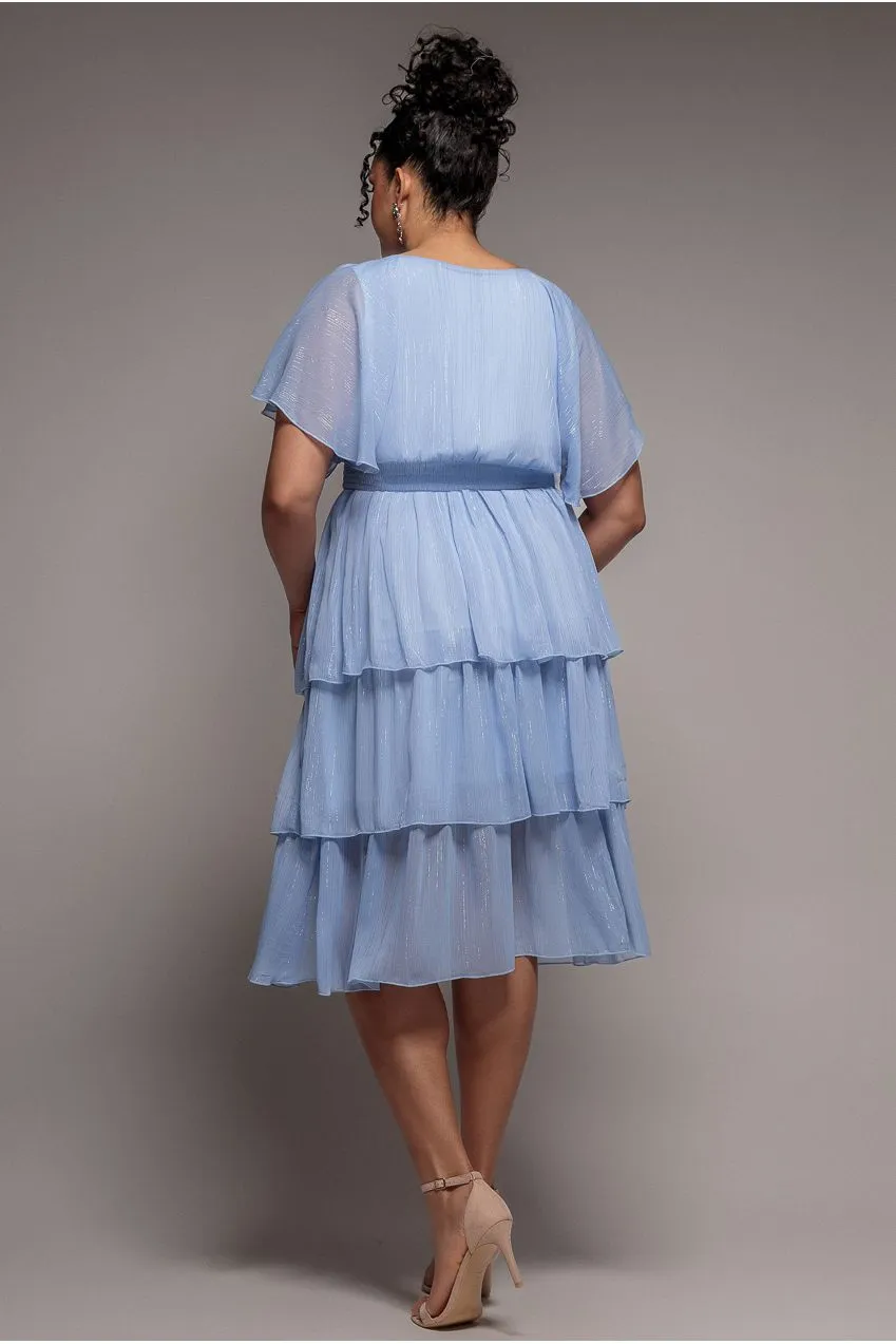 Goddiva Plus Lurex abito midi azzurro 20 chiffon