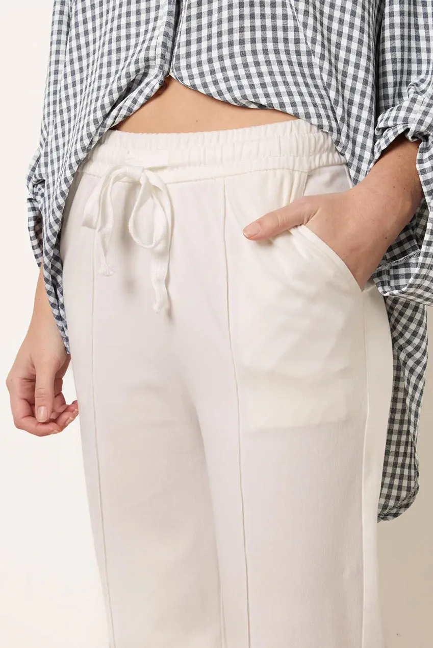 Blue Vanilla pantaloni bianchi donna vita con lacci
