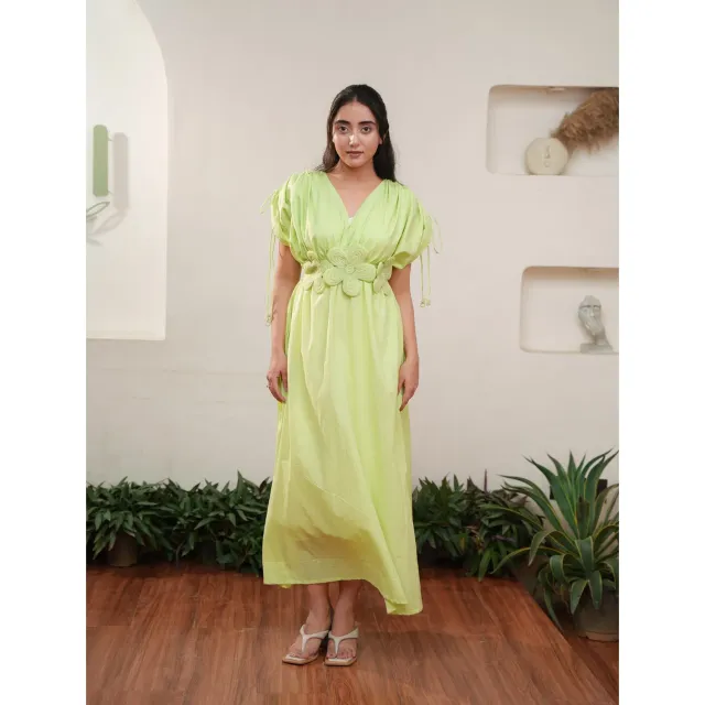 Our Dve Capsule 4 vestito verde cotone