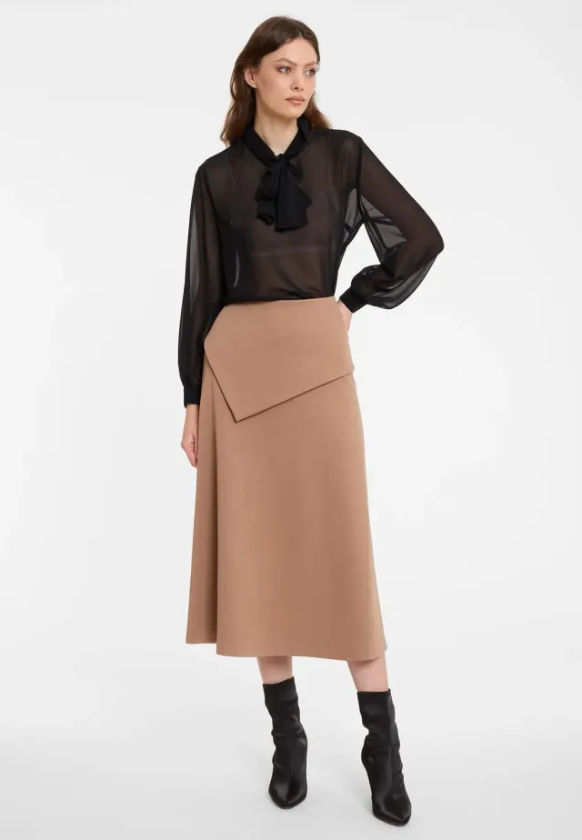 Ana Alcazar Ayora gonna midi beige jersey