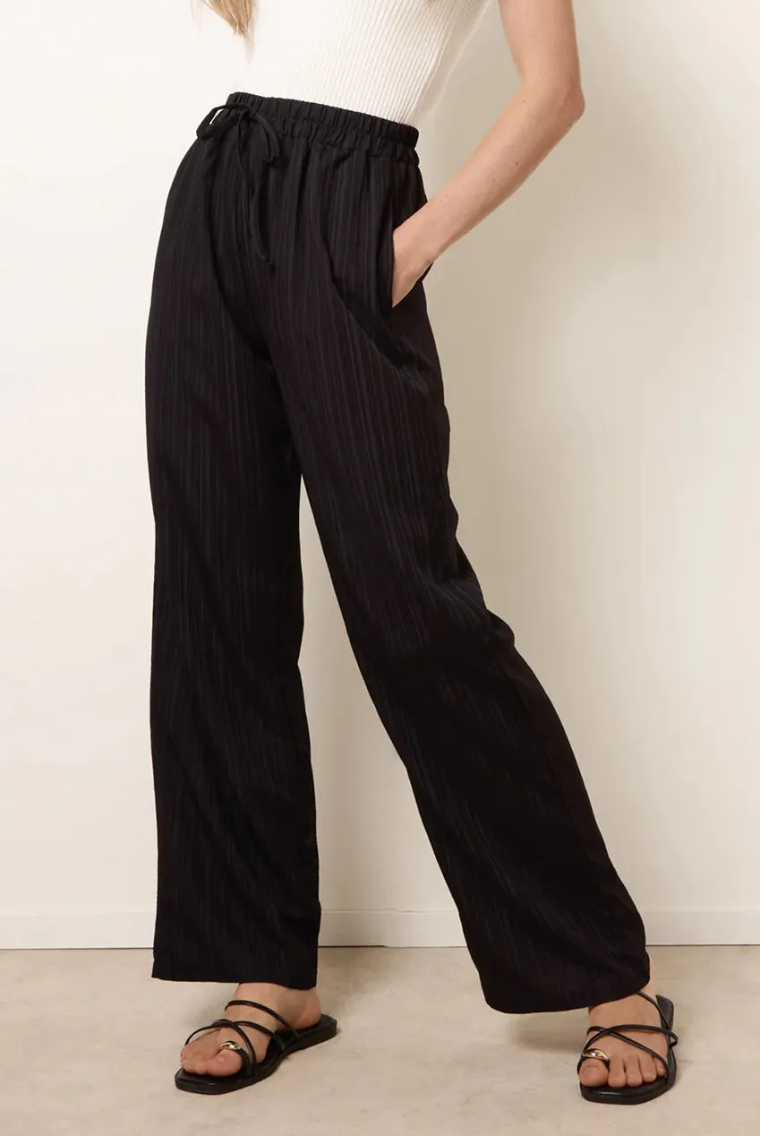 Blue Vanilla Drawstring pantaloni neri gamba larga coulisse