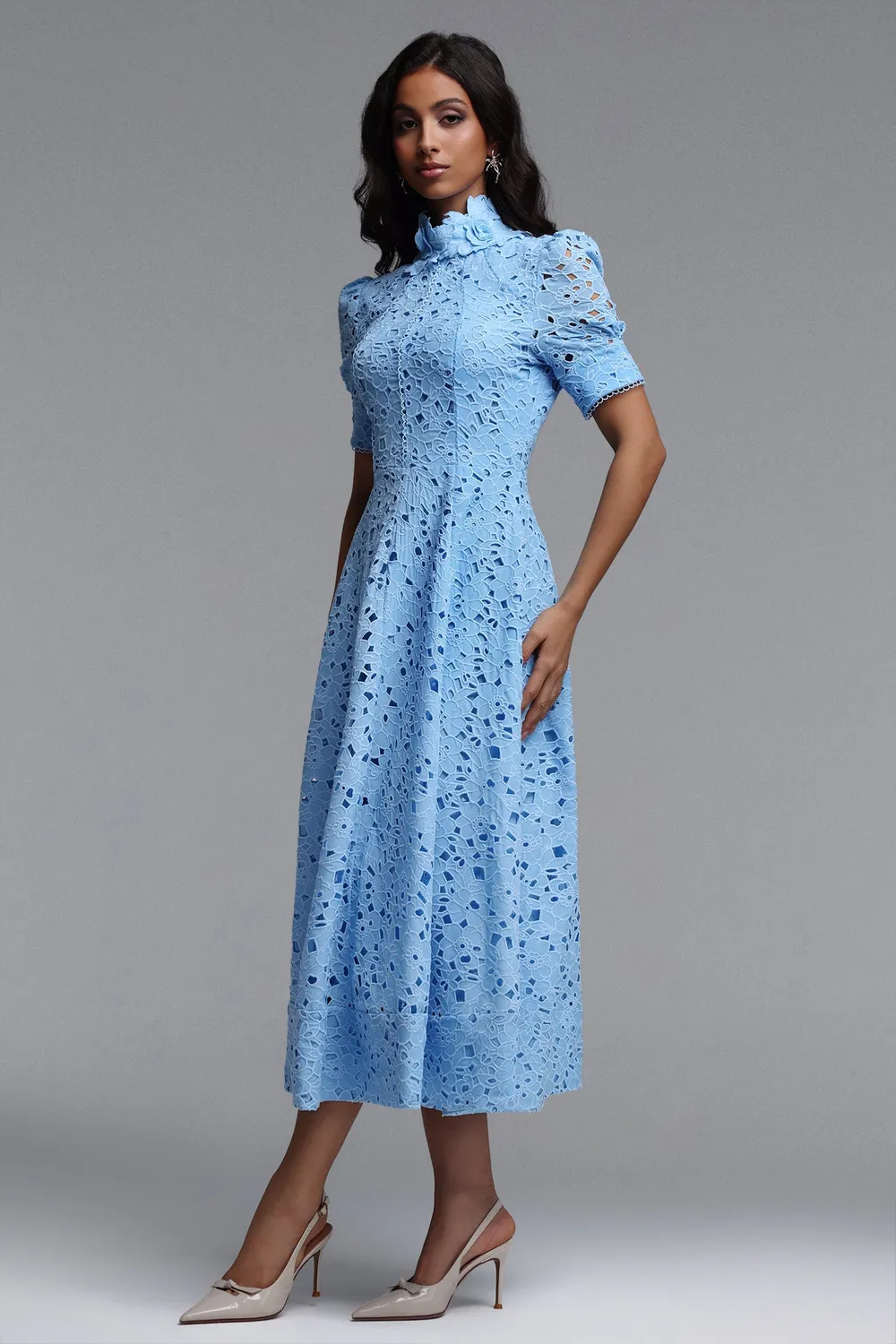 Bella Barnett Kitsu abito midi blu manica corta cocktail
