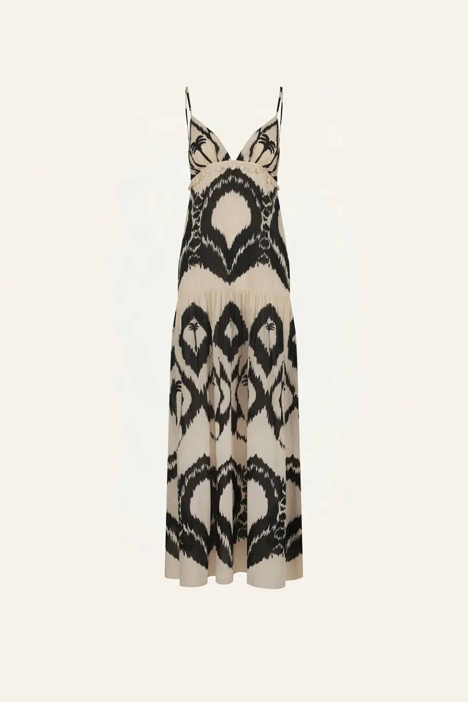 Johanna Ortiz Zea Palm maxi abito cotone ecru nero