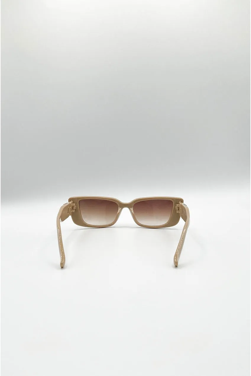 SVNX occhiali da sole kaki lente marrone cat-eye rettangolare