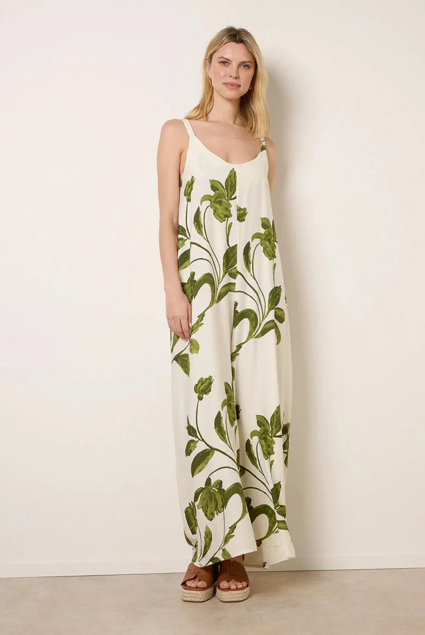 Blue Vanilla tuta gamba larga verde floreale M/L intera