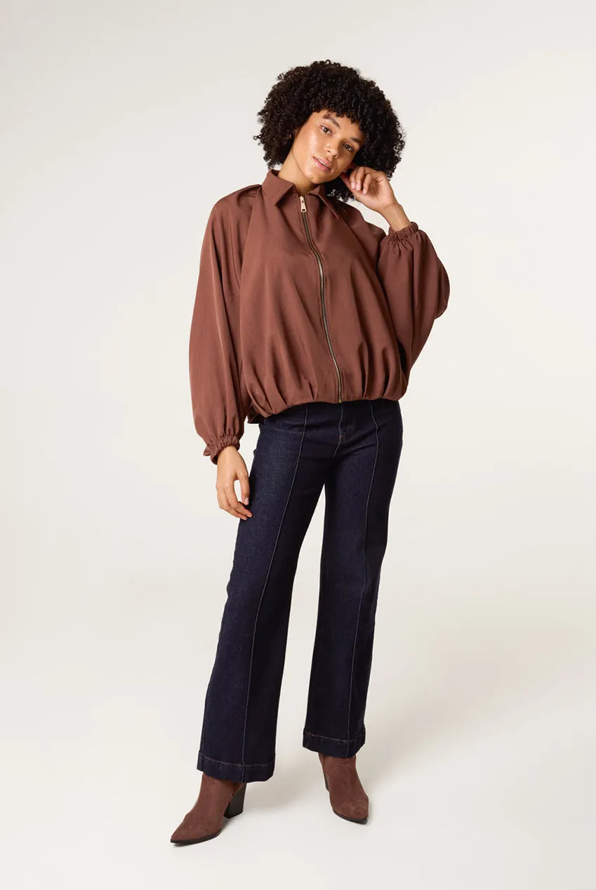 Blue Vanilla Drape Puffball giacca zip cioccolato onesize elasticizzata