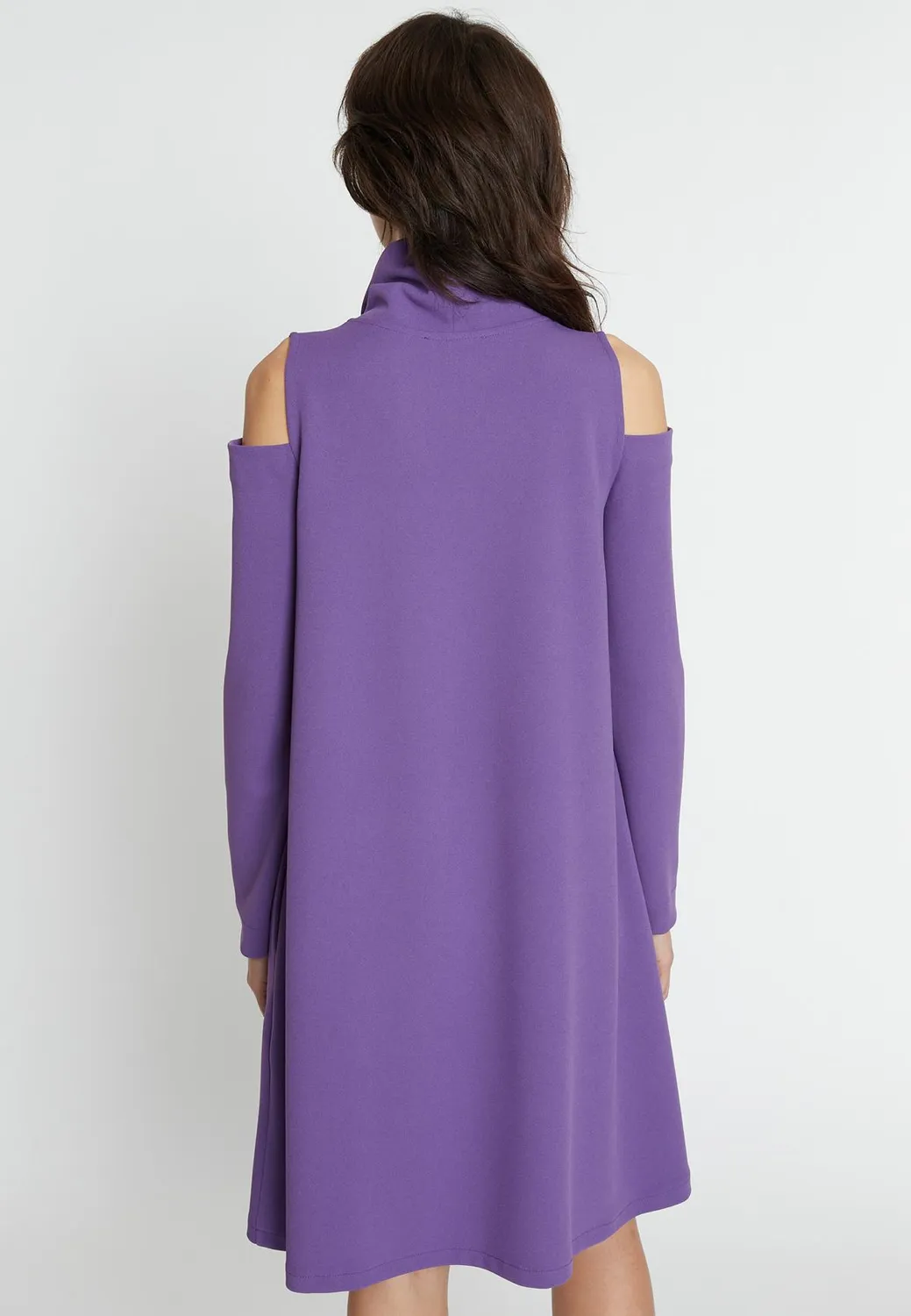 Ana Alcazar Okara abito corto viola con cut-out