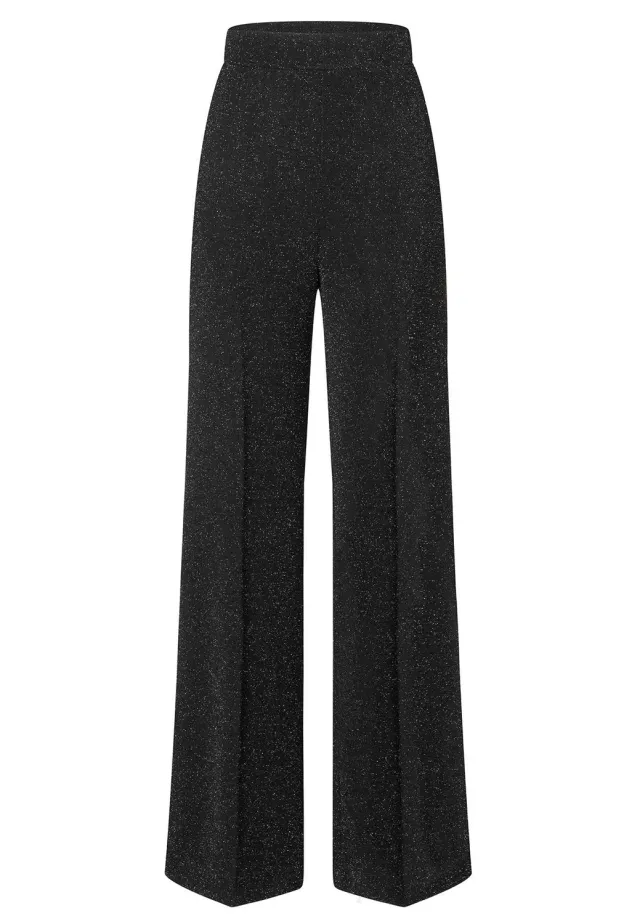 Ana Alcazar Taryla pantaloni neri lurex gamba larga