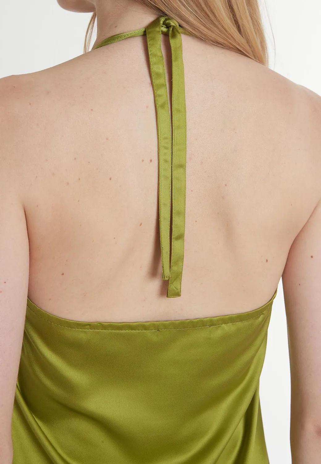 Ana Alcazar Pahali abito lungo verde halter