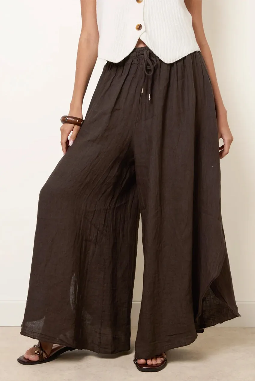 Blue Vanilla Extreme Wide Leg pantaloni lino cioccolato unica