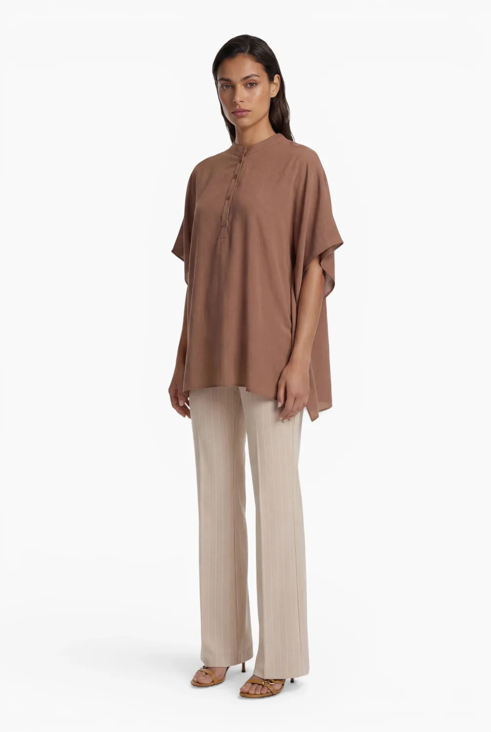 Ana Alcazar Dorayas camicia caftano marrone