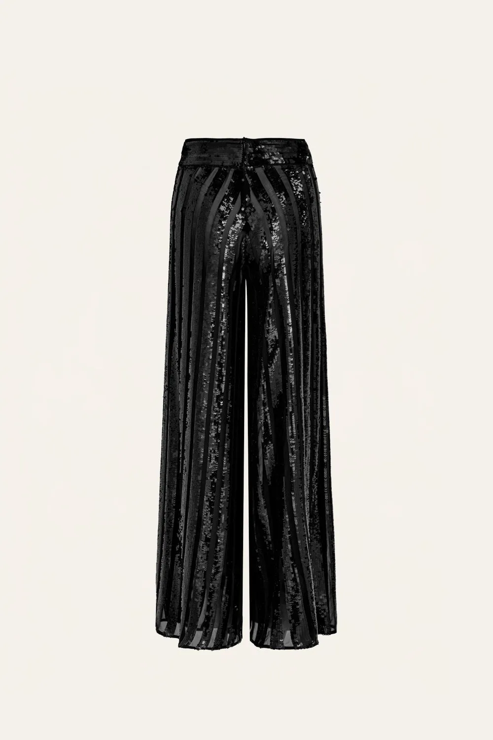 Johanna Ortiz Sequins Musical pantalone nero paillettes vita alta