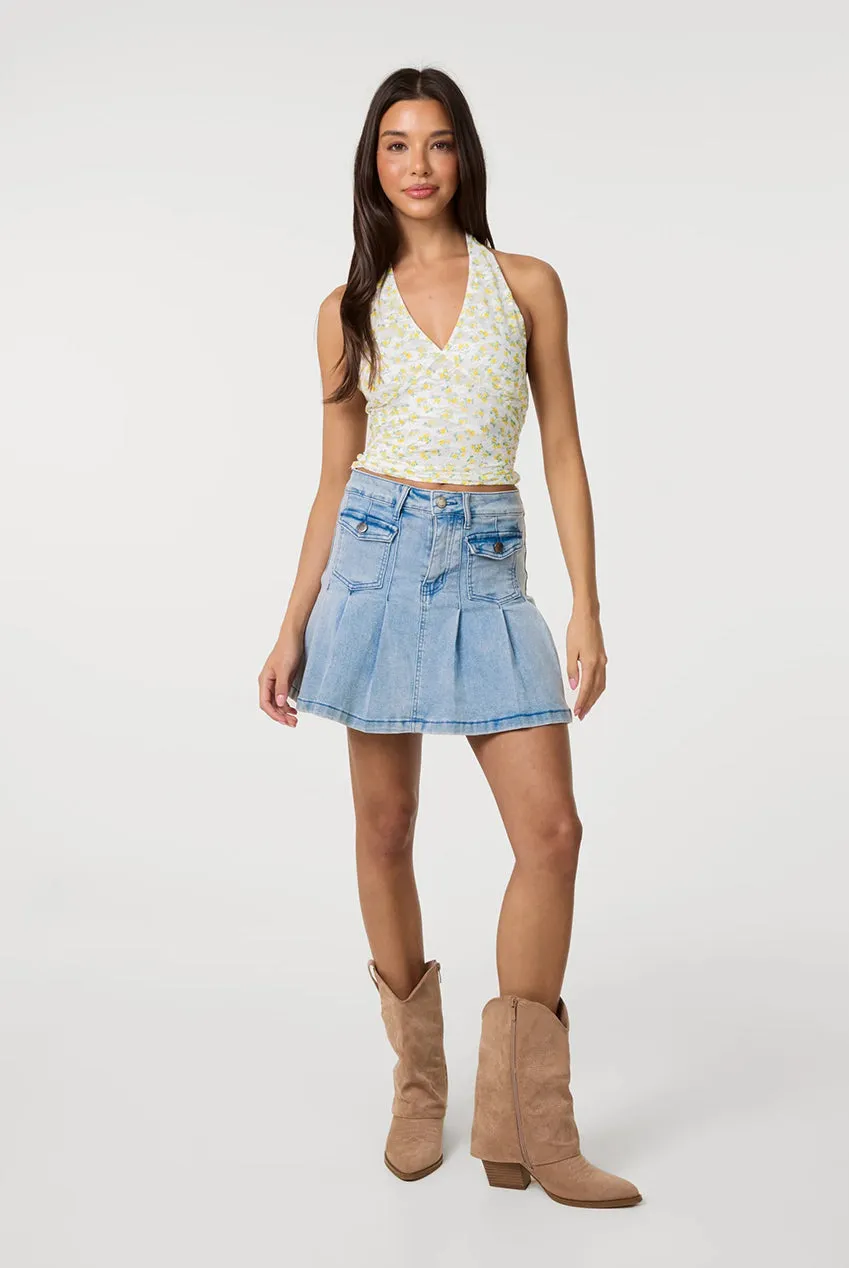 Pink Vanilla Lemon top halter pizzo giallo limone