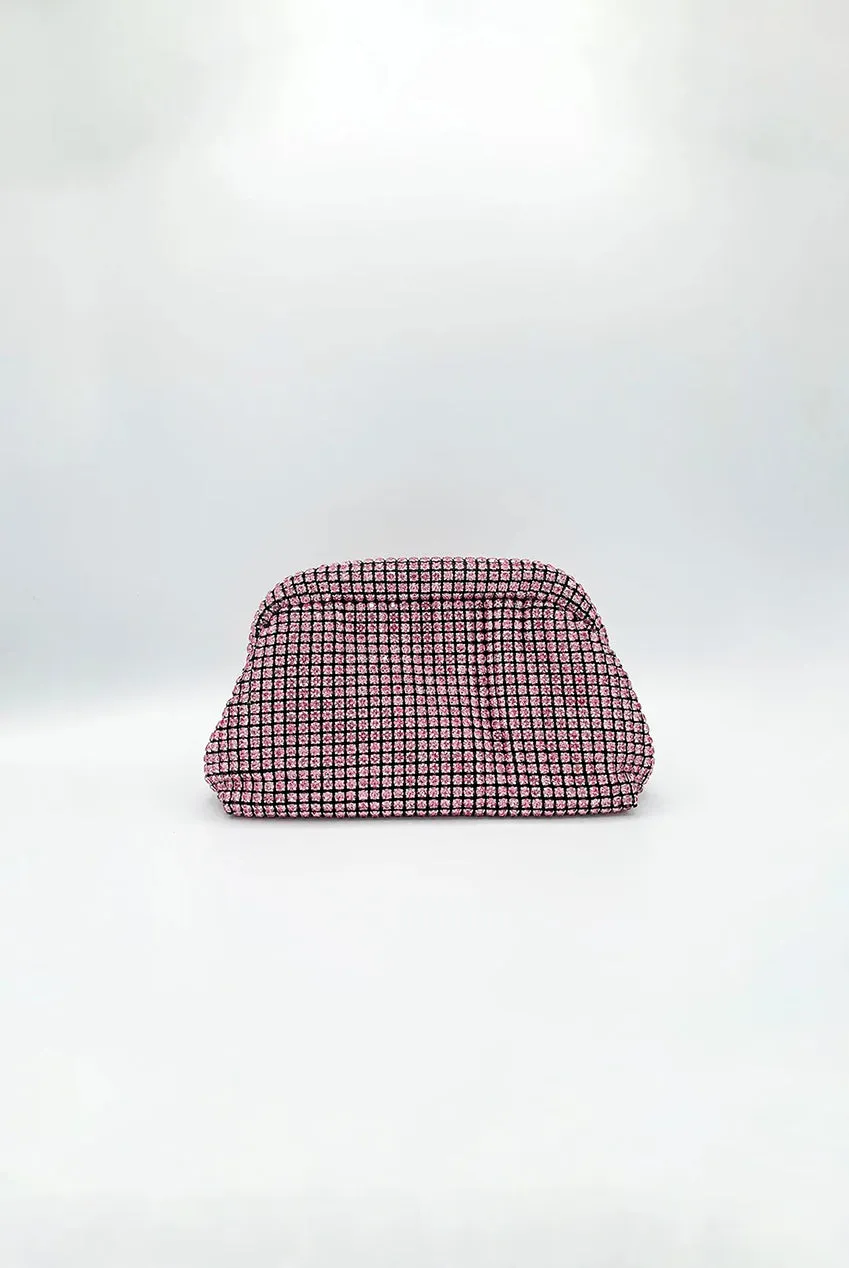 SVNX Crystal Pouch pochette clutch rosa catena