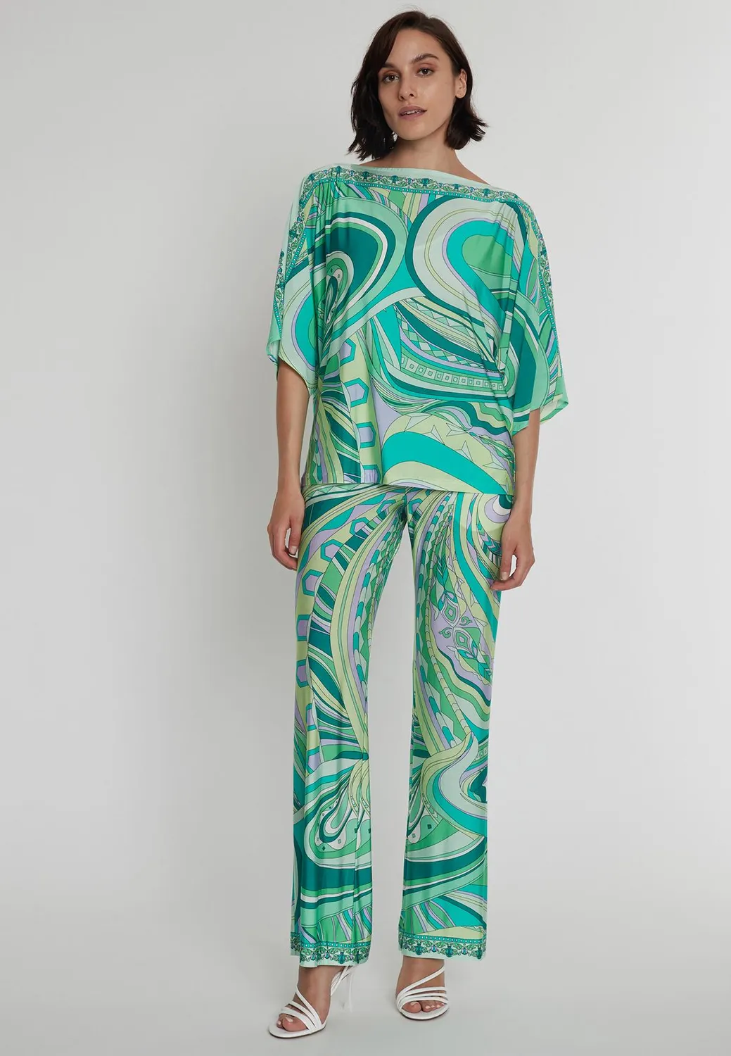 Ana Alcazar Pibara pantaloni jersey fantasia verde