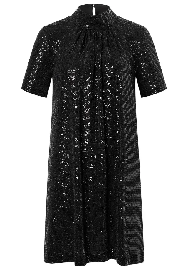 Ana Alcazar Sagea mini abito nero paillettes