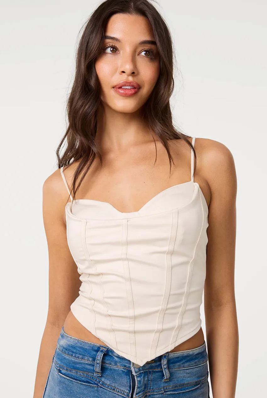 Pink Vanilla Bustier Bra Cup Cupra top beige scollo cuore