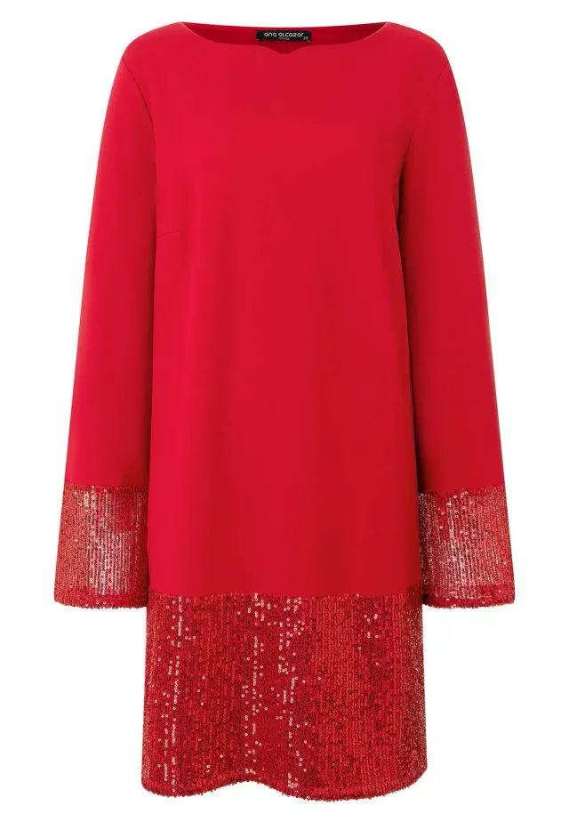Ana Alcazar Magosa abito tunica rosso paillettes