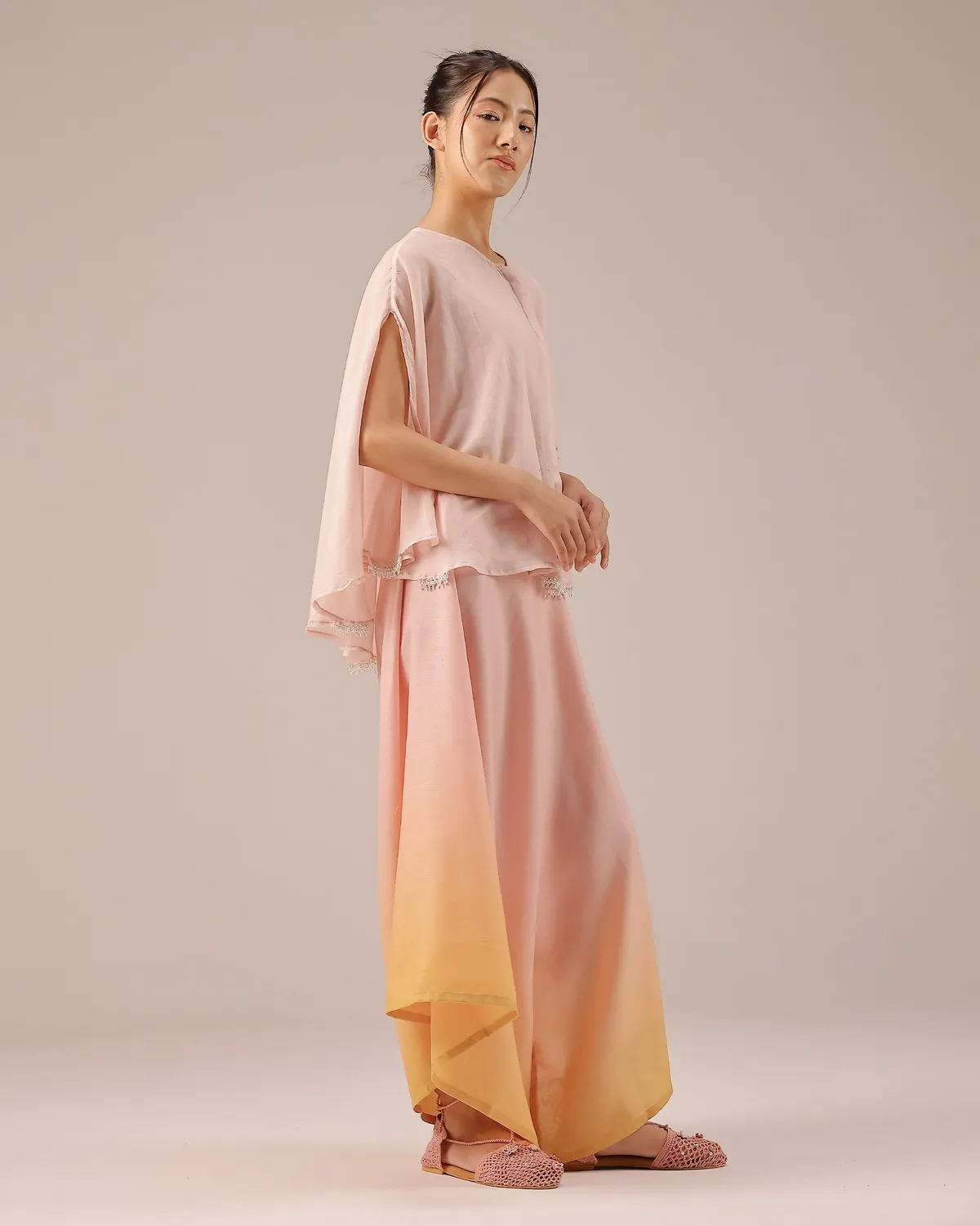 Our Dve Golden Dune Top Tube Top Completo rosa palazzo lino