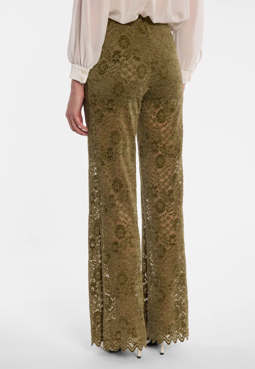 Ana Alcazar Enloroa pantaloni pizzo verde oliva