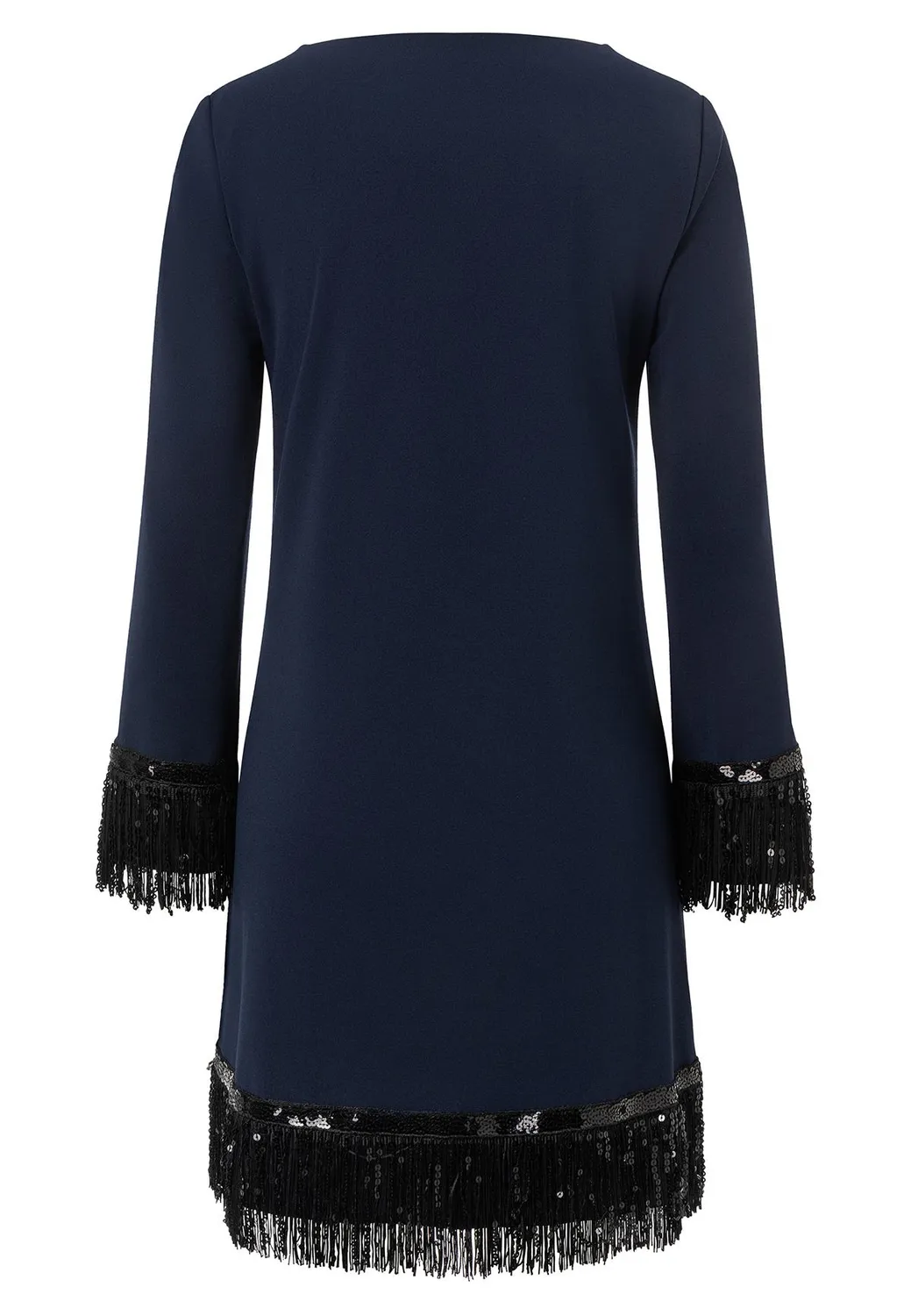 Ana Alcazar Imones abito frange blu linea A paillettes